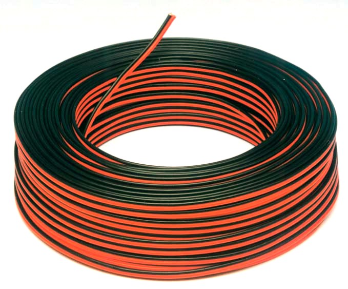 Cable paralelo rojo negro 2x0,5 100m.