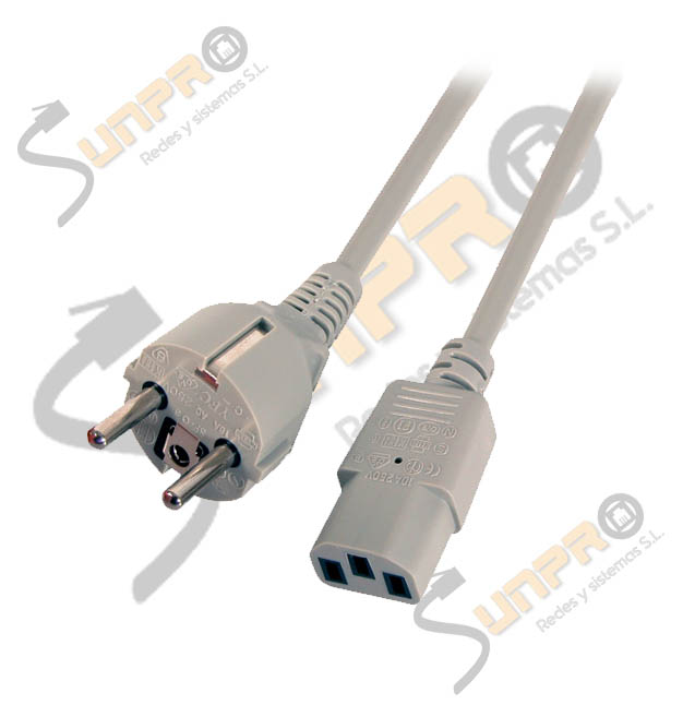 Cable de red schuko M/C13 gris 3x1,00mm. 3m.