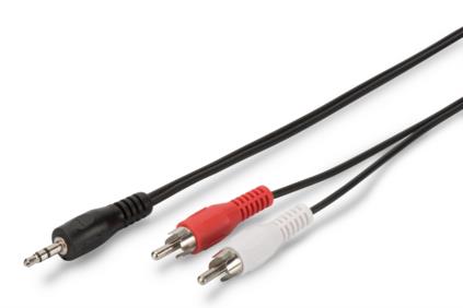 Cable jack 3.5 2 RCA M/M 1.5m. negro