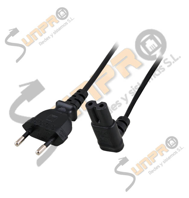 Cable de red bipolar M/C7 90º arriba-abajo negro 2x0,75mm. 2m