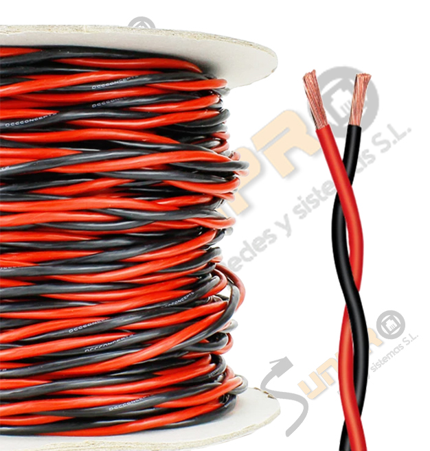 Cable trenzado 2x1,5mm 100m. rojo/negro