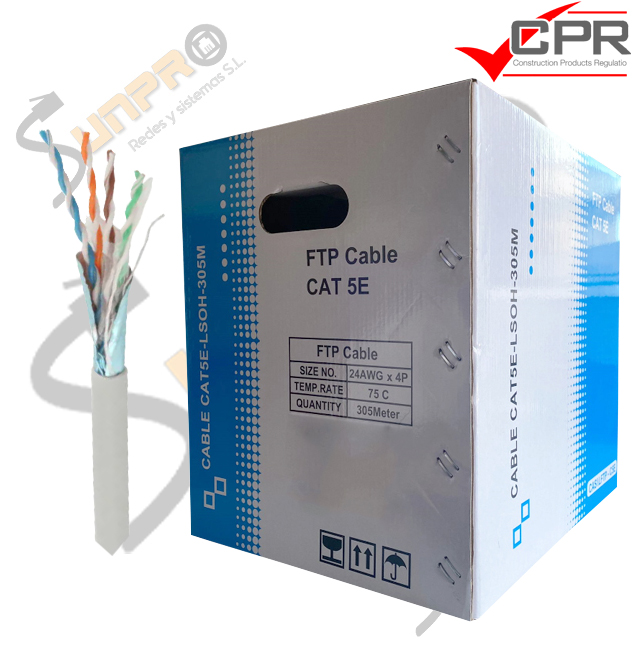 Cable Cat. 5e F/UTP CU LSZH rígido 305m. blanco CPR Eca