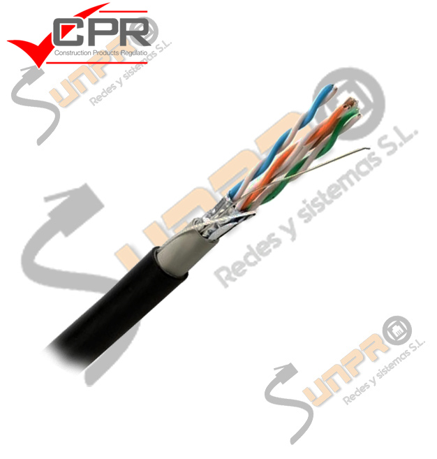 Cable Cat. 6 F/UTP CU PE rígido exterior 305m. negro CPR Fca