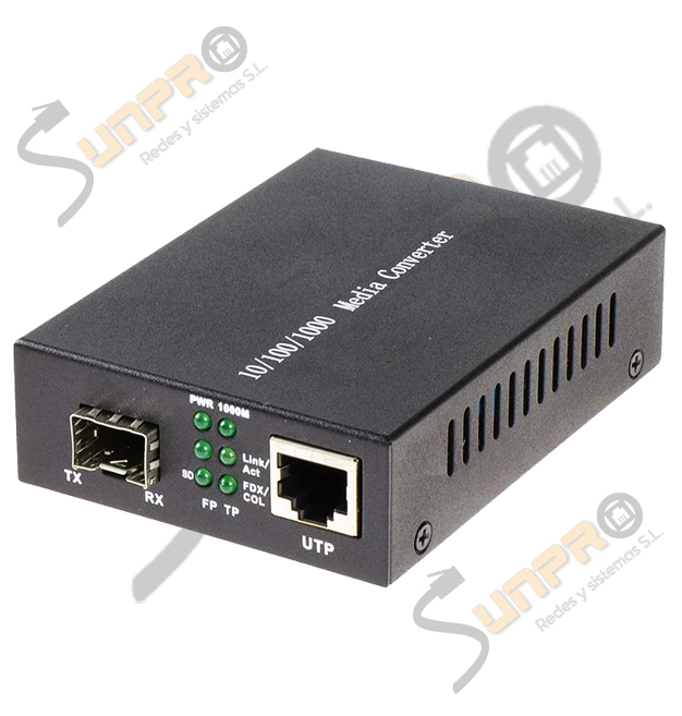 Convertidor de medios Gigabit 10/100/1000 Mbps RJ-45 / SC, SM 1310nm