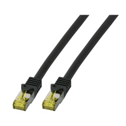 Latiguillo Cat.6A S/FTP con cable Cat.7 LSZH 0,5m. negro