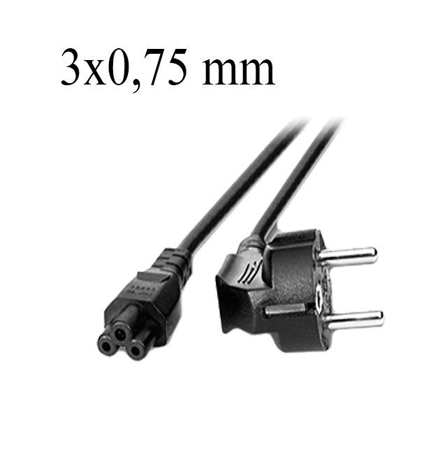 Cable de red schuko M 90º/C5 H negro 3x0.75mm. 1.8m.