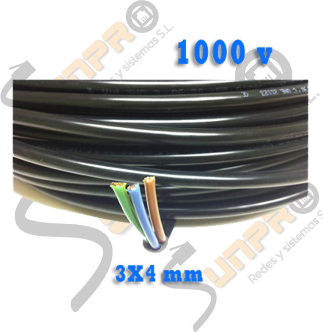 Cable energía RVK 06/1Kv 3x4 negro