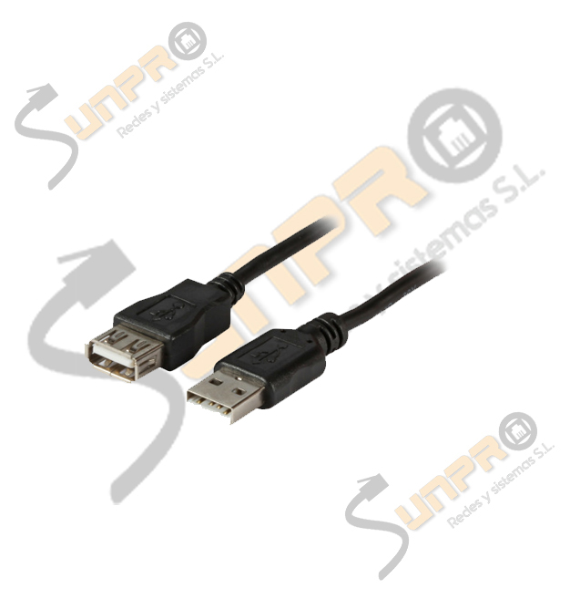Cable extensor USB 2.0 standard tipo A M/H negro 1,8m.